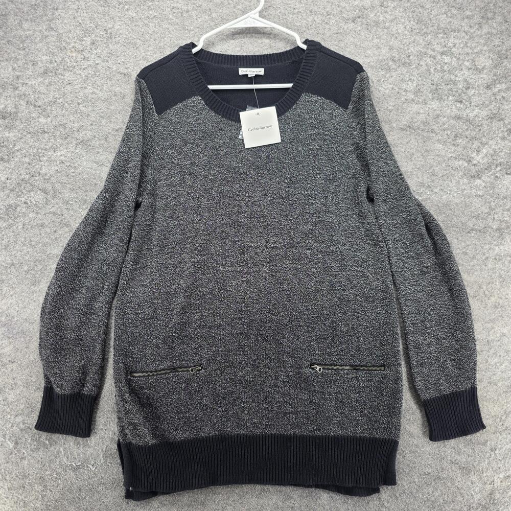 Croft&Barrow Sweater Pullover Womens M Gray Crew Neck Tight-Knit Pockets